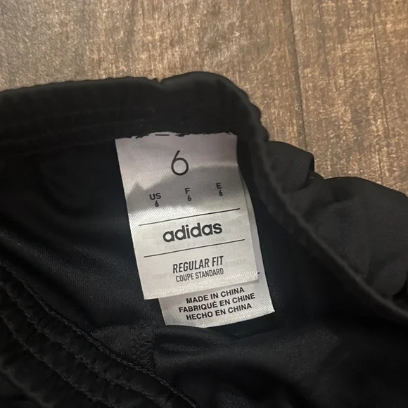adidas Boys Black Athletic Shorts Size 6 White Logo Activewear - Picture 2 of 5